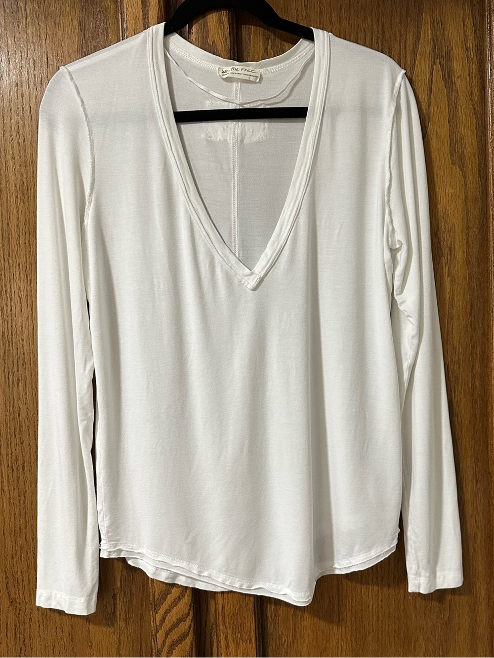 Free People We the Free Soft Deep V-Neck Long Sleeve Top Sz M